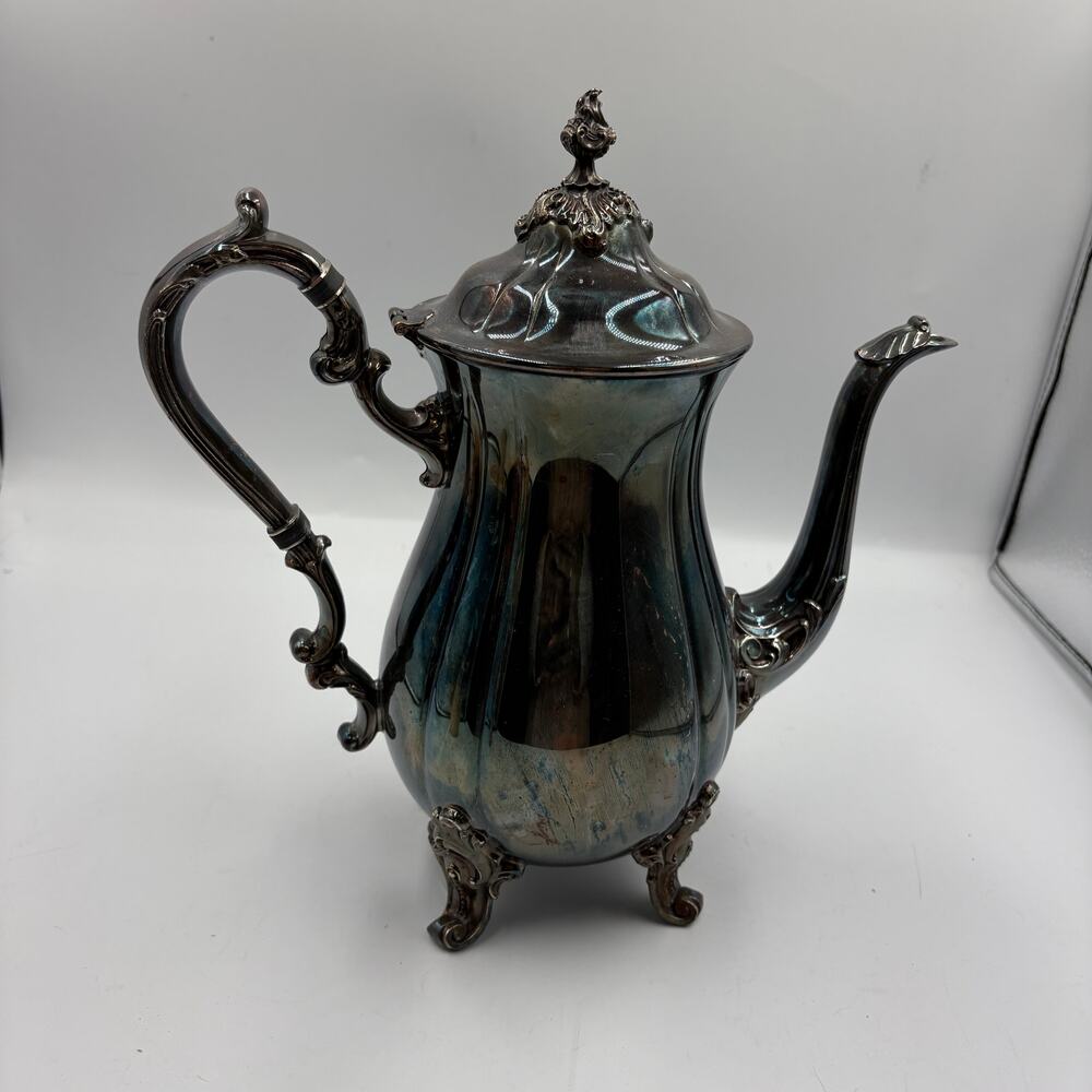 Vintage Silverplate Newport Coffee Pot Finials Ornate Decorative